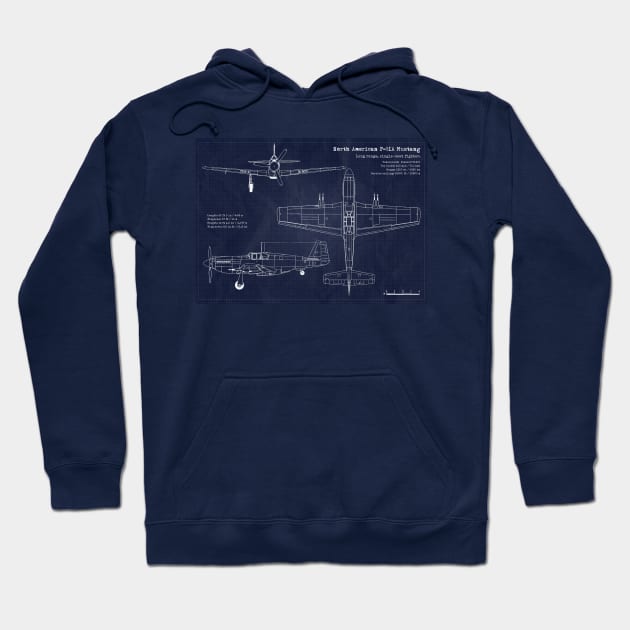 Blueprint P51 Mustang Hoodie by Aircraft.Lover